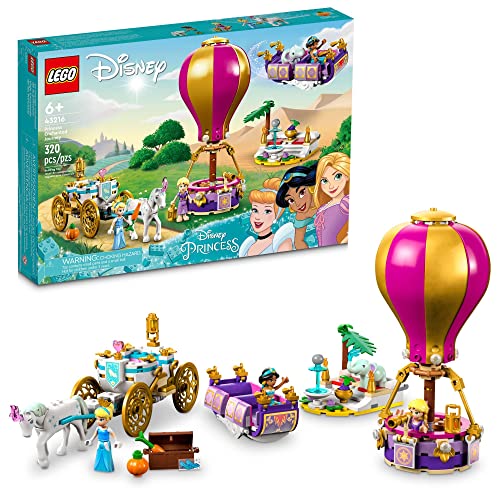 LEGO Disney Princess Enchanted Journey Building Set - 3in1 Playset with Cinderella, Jasmine, Rapunzel Mini Dolls, Toy Horse & Carriage, Hot Air
