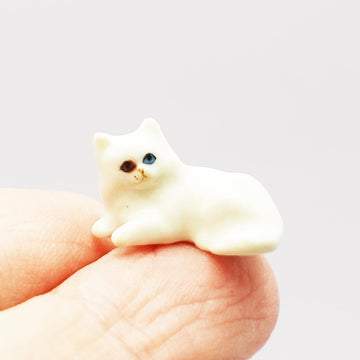 SSJSHOP Kitten Cat Tiny Dollhouse Figurines Hand Painted Ceramic Animals Collectible Gift Home Garden Decor (White)