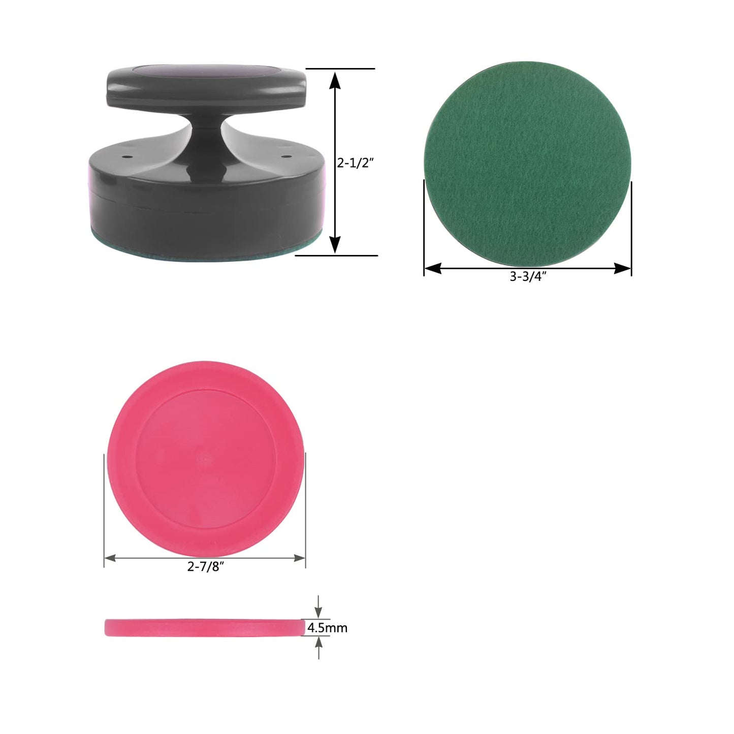 Air Hockey Pushers and Air Hockey Pucks,2PCS Striker with 4PCS plastic Pucks and 2PCS Striker holders