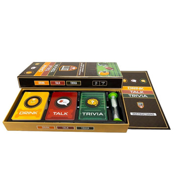 Plearn Pieces Drink Talk Trivia - 3-in-1 Football Card Game for Fans | Tailgate, Pregame & Party Game with Drinking Prompts, Hot Take Debates