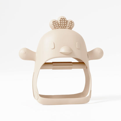 Beige Pacifier Teether Toy Never Drop Baby Teether Wrist Wearable Baby Teething Beige Baby Toys - Little Chick Newborn Toys by Muqee Peeko in Baby