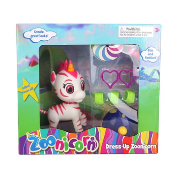 Zoonicorn Aliel Dress-Up Pink, 5in Interactive Figure with Green Shoes