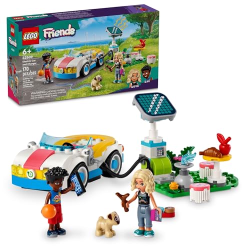 LEGO Friends Electric Car and Charger Building Toy for Kids, Role Play Toy, Adventure Toy, Includes Mini-Doll Characters Nova and Zac, Gift Idea