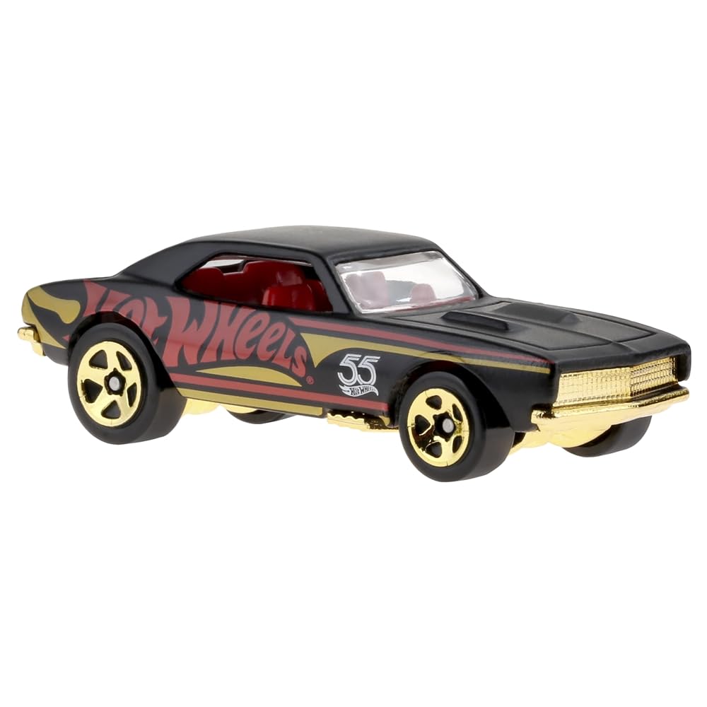 Hot Wheels Die-Cast Collectible Vehicle - 55th Anniversary Black and Gold Edition ~ Inspired by '67 Chevy Camaro Sports Car ~ 6/6