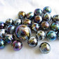 Big Game Toys~25 Glass Marbles Midnight Galaxy Purple/Gold Oil Slick Metallic Iridescent Classic Style Game Pack (24 Player, 1 Shooter) Decor/Vase
