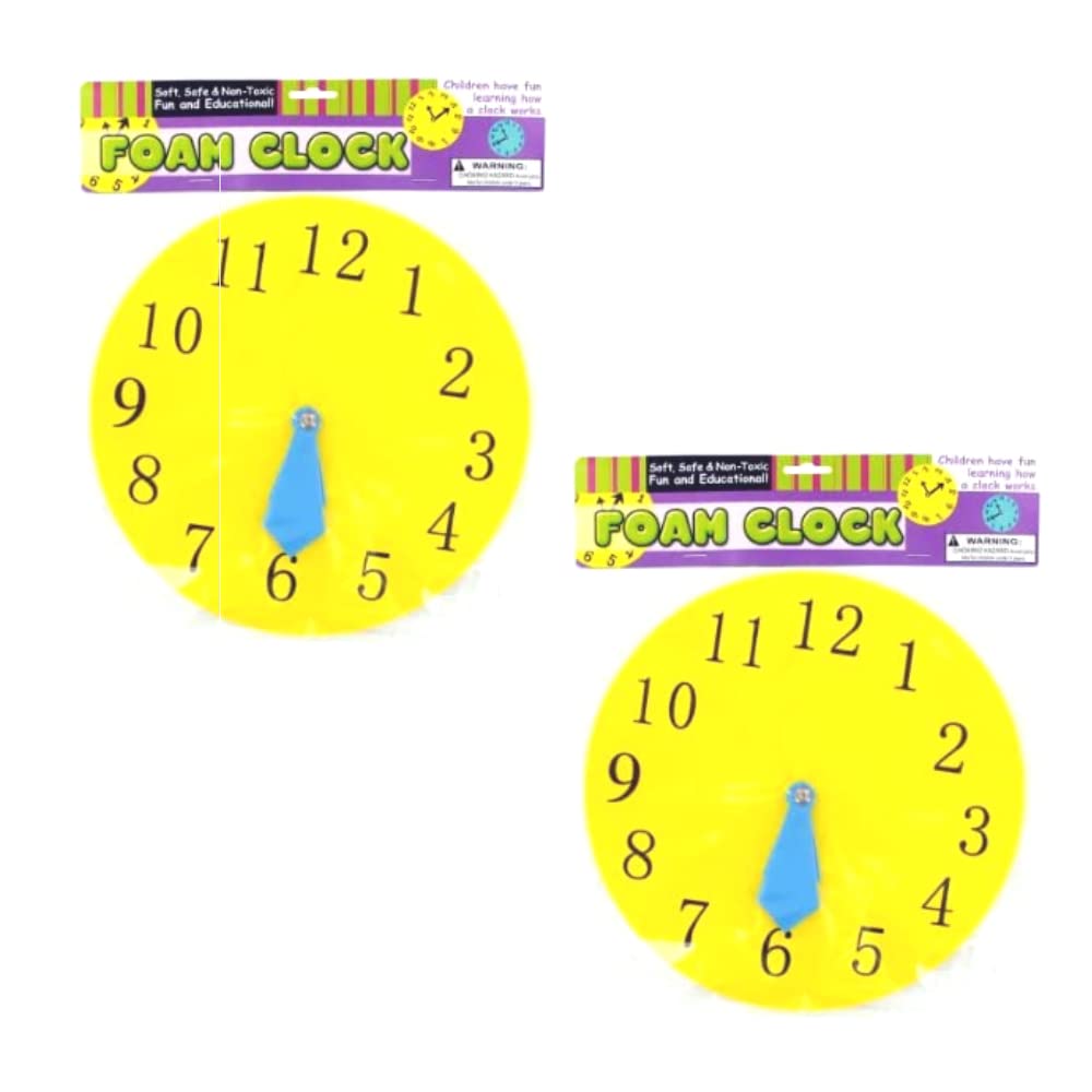 Kole Imports Lot of 2 Foam Clock Fun and Educational Teaching Supplies