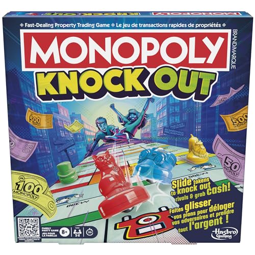 Monopoly Knockout Family Party Game for Kids, Teens, and Adults | Ages 8 and Up | 2-8 Players | 20 Mins. Average | Quick-Playing Board Games (English