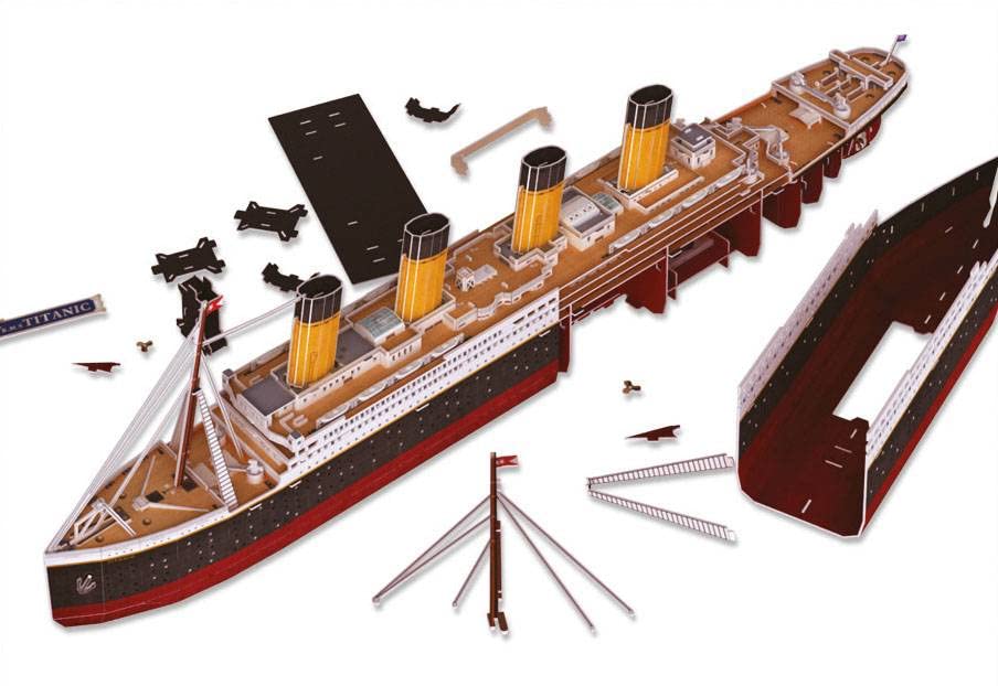 Revell Titanic LED Light Up Large 35" 3D Puzzles for Adults and Kids Ages 10 Years and up Arts Crafts Ship Building - 85 Lights - 266 Pieces