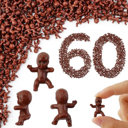 60Pcs Mini Plastic Babies, 1 Inch Tiny Baby Figurines for Baby Shower Game