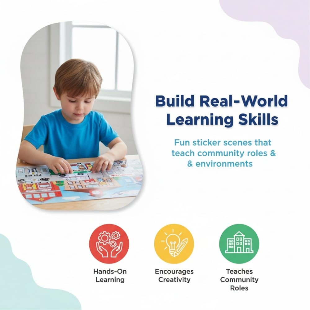 Community Helpers Giant Sticker Scene - 12 Pieces - Educational and Learning Activities for Kids
