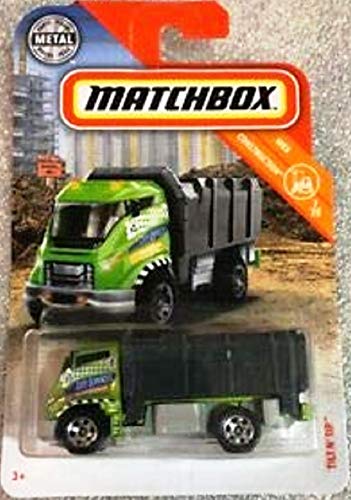 Matchbox 2019 MBX Construction Tilt 'N Tip (Garbage Truck) 34/100, Green and Black
