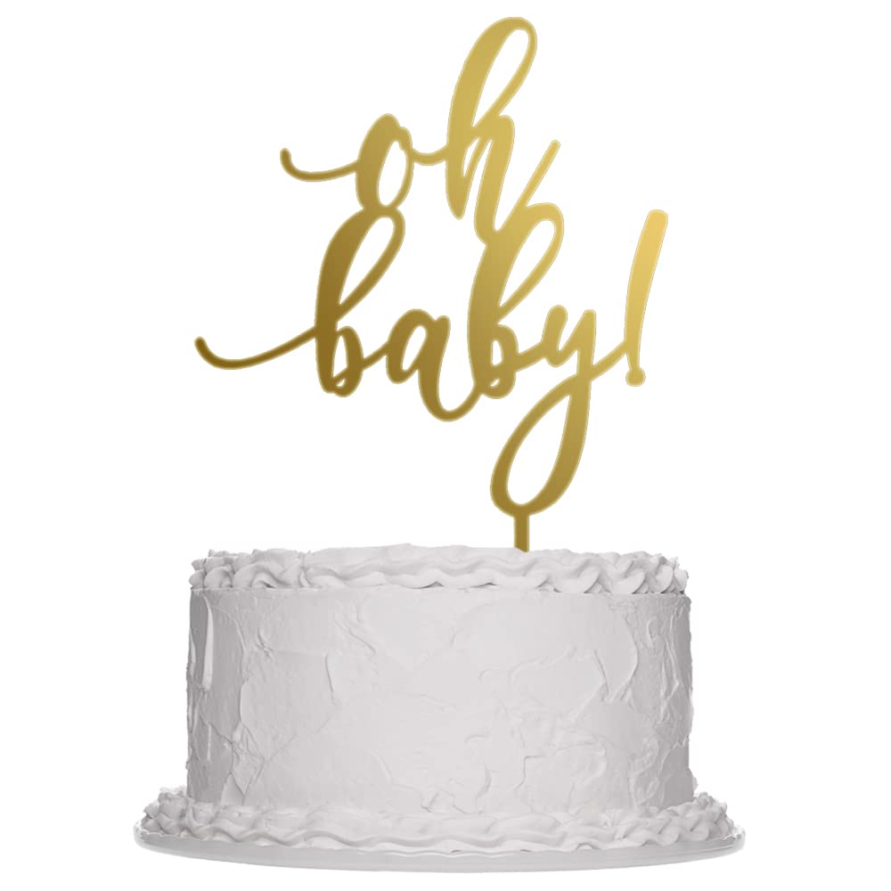 Sleyberoy Gold Mirror Acrylic Oh Baby Cake Topper
