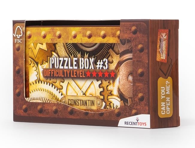 Recent Toys Constantin Puzzle Box #3 - Find The Hidden Compartment in This Most Advanced Wooden Puzzle Pox - Brainteaser Fun, Ages 14 - Up