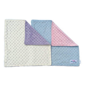 Pink & Lavender Minky Dot Reversible 17" Square Baby Doll Blankets, 2 Pack Set | Baby Doll Blankets, Doll Bedding for 18 Inch Dolls, Doll Blanket