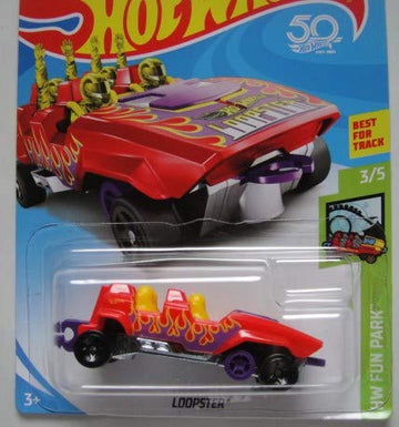 Hot Wheels Fun Park 3/5, RED/Yellow Hands Down LOOPSTER 314/365 50TH Anniversary Card