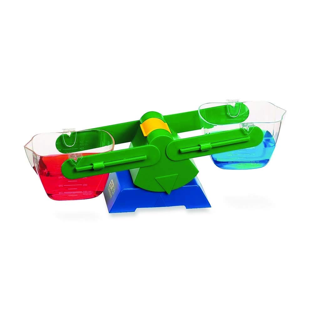hand2mind Plastic Bucket Balance for Kids Ages 5-8, Hands-On Way to Learn About Weight and Measurement, 2 Clear 1/2 Liter Buckets with Spouts for Easy