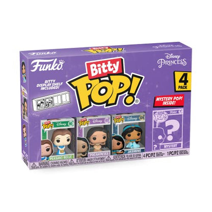 Funko Bitty Pop! Disney Princesses - 4-Pack - Peasant Belle, Pocahontas, Jasmine and A Surprise Mystery Mini Figure - 0.9 Inch (2.2 Cm) Collectable
