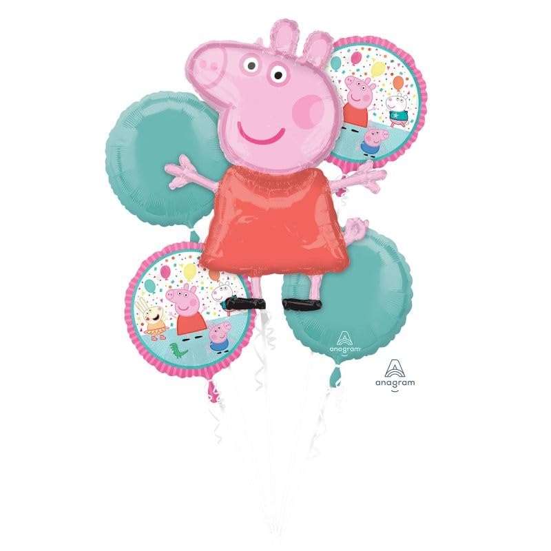 Anagram 4154101 Peppa Pig Bouquet Party Balloon Bouquet, 0, Multicolor, Pack of 1