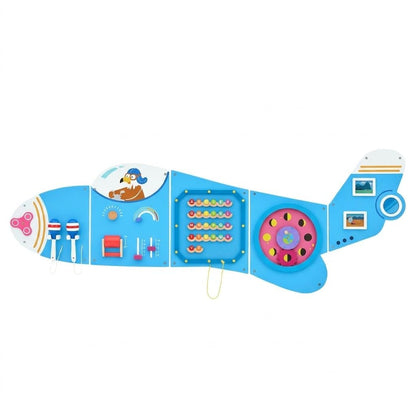 Monläurd® Wooden Airplane Activity Wall Panel for Kids, Wall Toys for Toddlers 1-3, Playroom Toys, Daycare Furniture, Montessori Busy Board