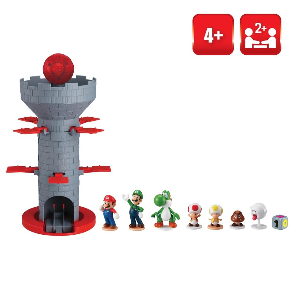 EPOCH Games - Super Mario Blow Up Shaky Tower Tabletop Game - Kids Family Board Game for Multiplayer Game Night, Ages 4+