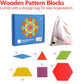JCREN Wooden Pattern Blocks Montessori Toys Shape Puzzles Kindergarten Classic Educational Tangram Geometric Brain Teaser Toys Best STEM for Kids Ages