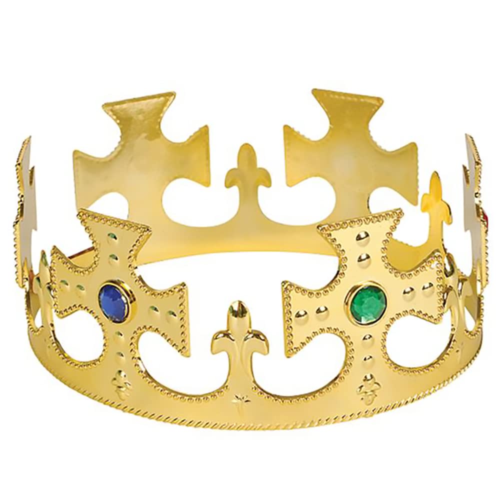 The Dreidel Company 6 Count Adjustable Gold Jeweled Crown Birthday Party Plastic Crowns, Party Supplies, Gatherings, & Events (6-Pack)