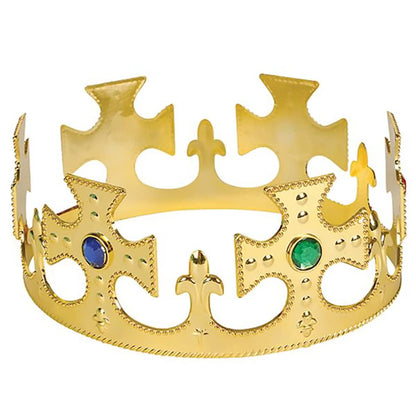 The Dreidel Company 6 Count Adjustable Gold Jeweled Crown Birthday Party Plastic Crowns, Party Supplies, Gatherings, & Events (6-Pack)