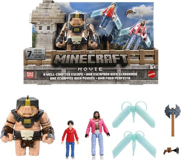 Mattel Minecraft Story Set with 3 Action Figures & 4 Accessories, A Well-Crafted Escape Figure Pack Inspired by A Minecraft Movie, Toy Collectible