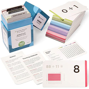 Think Tank Scholar 162 Division Flash Cards Set (Award Winning) All Facts 0-12 for Kids in 2ND, 3RD, 4TH, 5TH, 6TH Grade Class or Homeschool - Learn