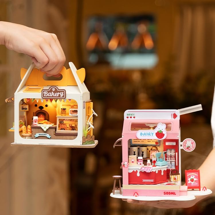 Wowood DIY Mini House Building Miniature Kit Milkbox, Miniverse Lifestyle Bookshelf Decoration, Cute Craft Kits for Women or Girls 14+, Kawaii Gifts