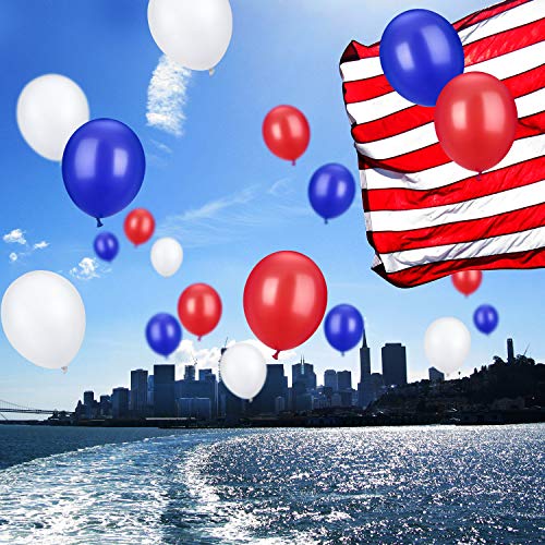 TecUnite 100 Pcs Red White Blue Latex Balloons 13 Inch Colorful Round Balloons for 250th Anniversary Graduation Wedding Birthday 4th of July