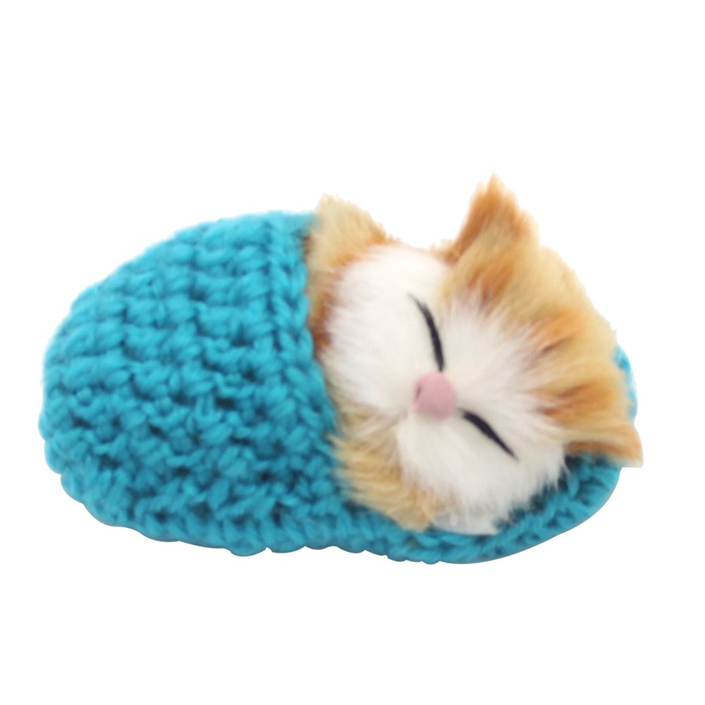 Coolayoung 4Pcs Sleeping Cat in Slipper Doll Toy, Mini Kitten in Shoe with Meows Sounds Decor Hand Toy Gift for Kids Boys Girls