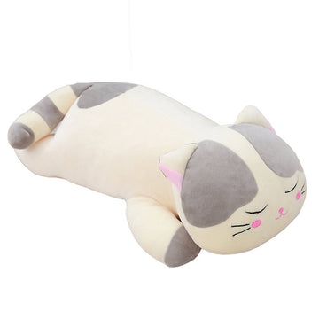 Cute Cat Plush Doll Pillow Big Face Cat Toy (M, Gray)