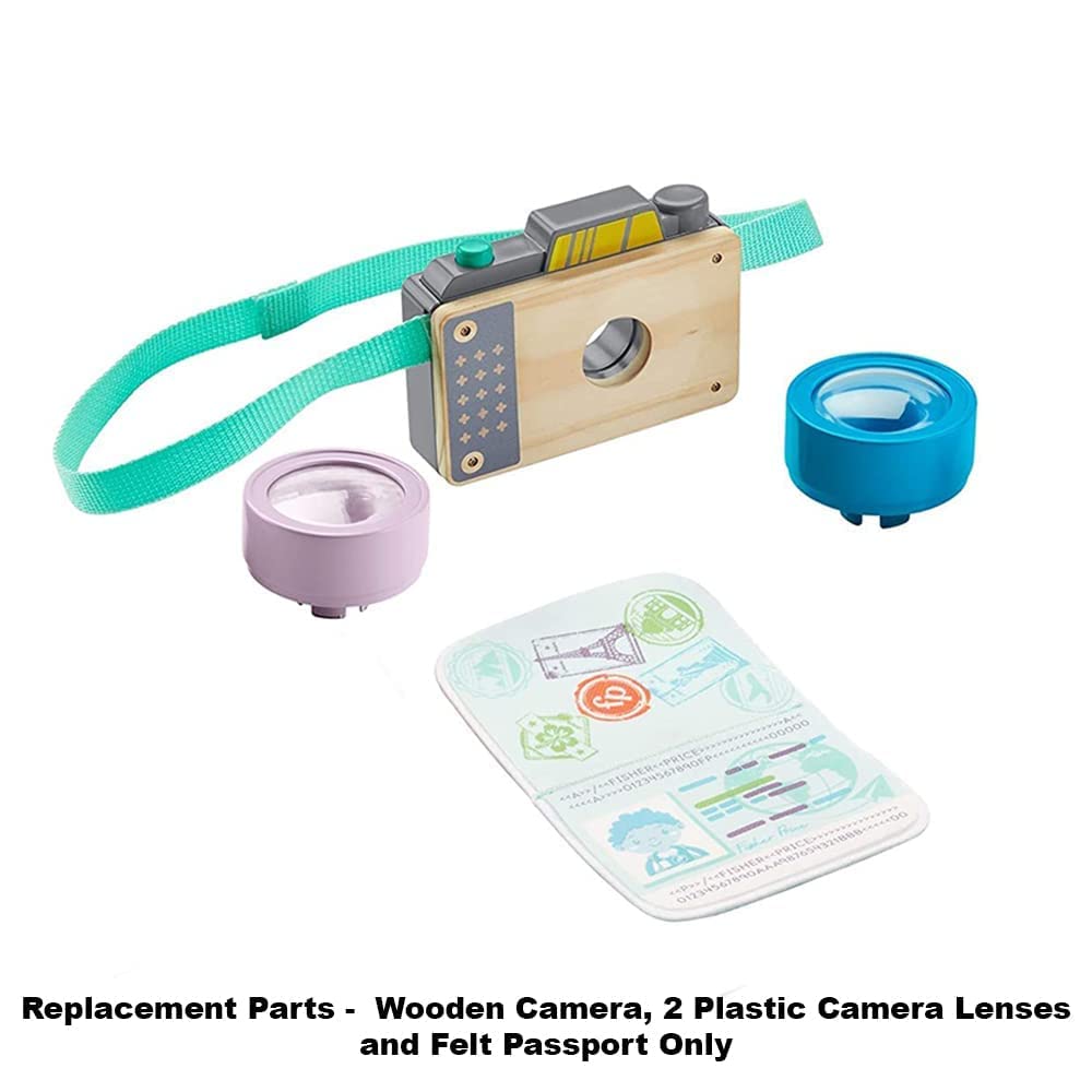 Replacement Parts for Fisher-Price Click-Away Camera Playset - GMN40 ~ Replacement Bag Includes Wooden Camera, 2 Plastic Camera Lenses and Felt