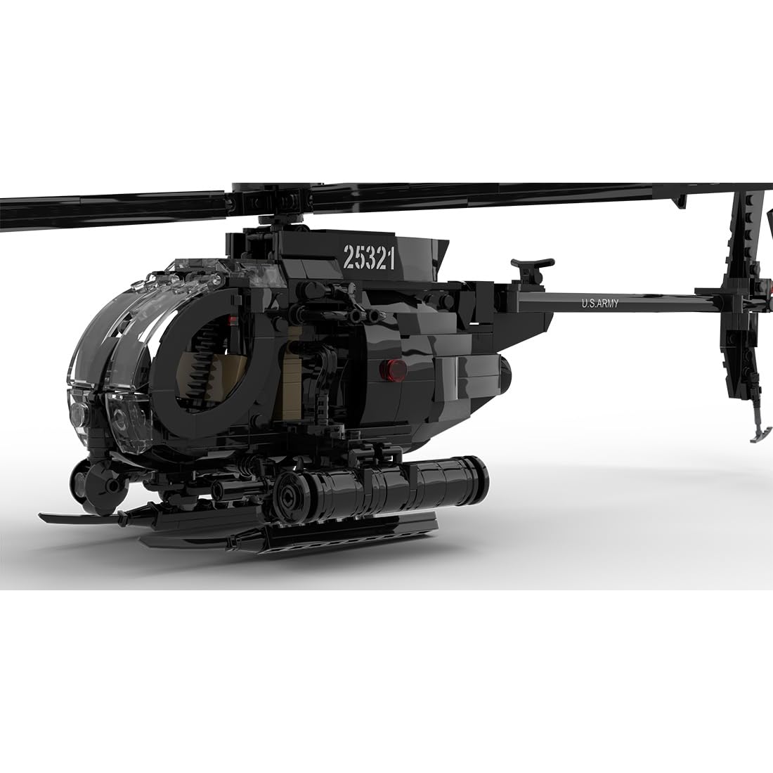 WOWOBONTOY MH-6 Little Bird Helicopter Model, 595PCS Modern Military Airplane Building Block Assembly MOC Collections Set, Military Helicopter STEM