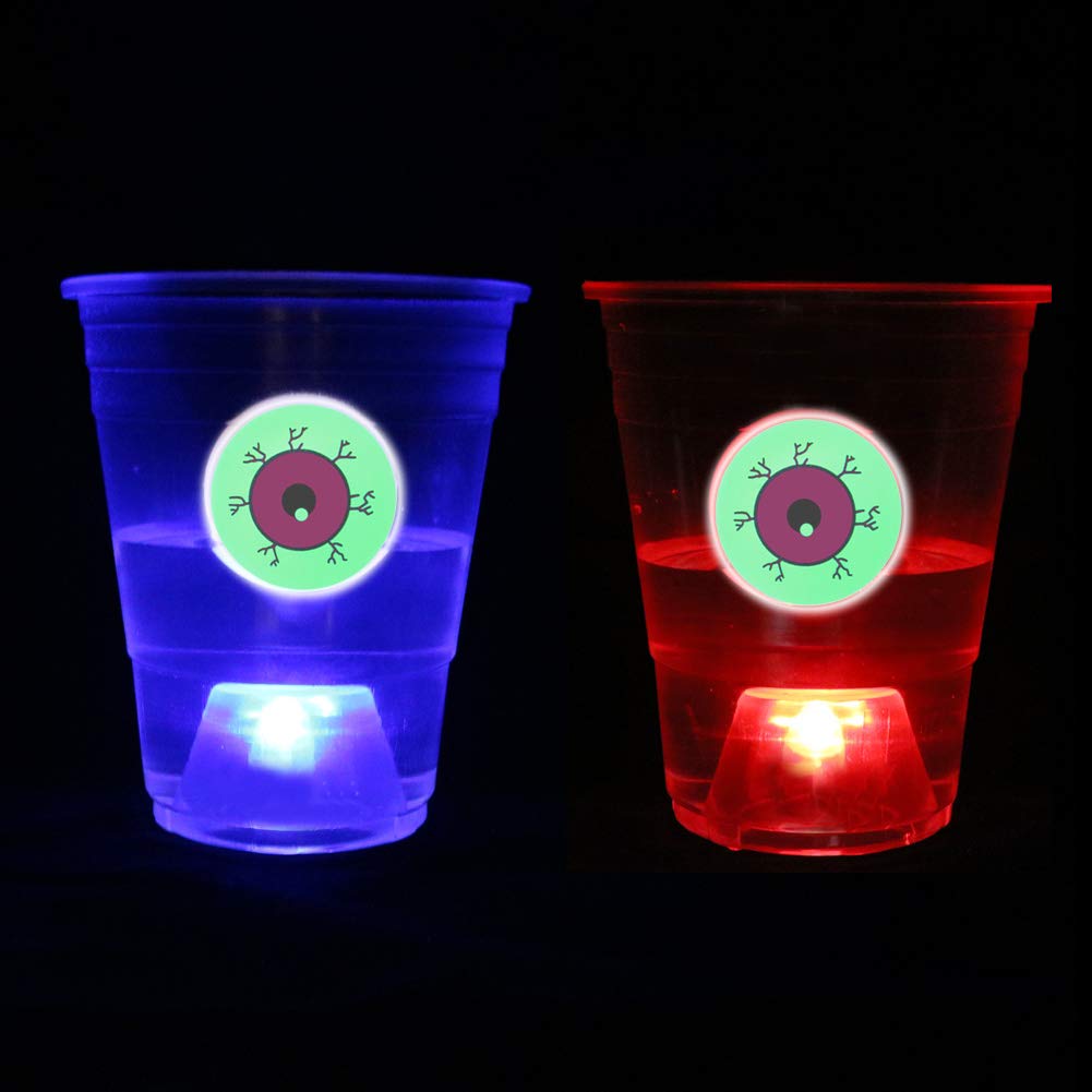 Ahuimeius Halloween The Dark Beer Pong Set,Beer Pong Party Cup Set, LED Beer Pong Cups and Glow-in-The-Dark Balls,22 Set