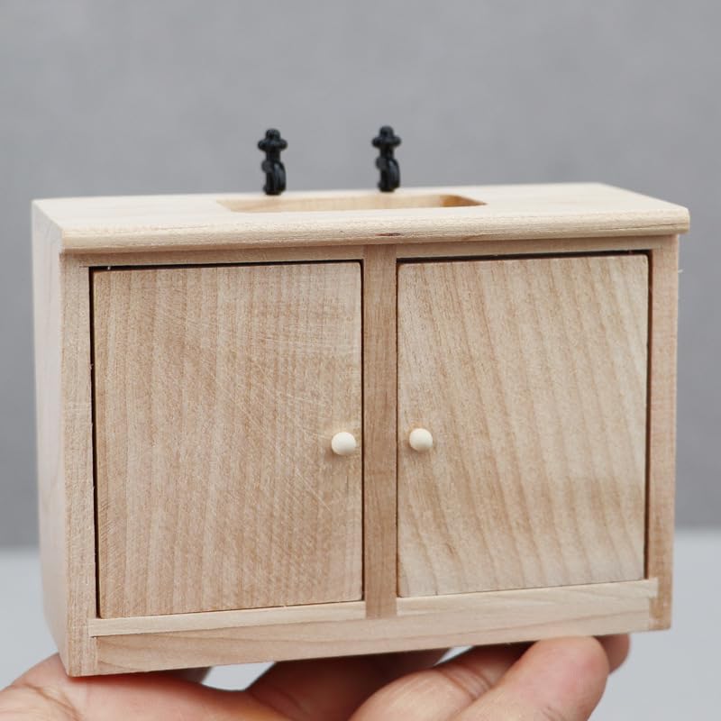 AirAds Dollhouse 1:12 Scale Dollhouse Miniature Furniture Sink Storage Dolls Chest Unfinished wooded Furniture Dollhouse Furniture Dolls Accessories