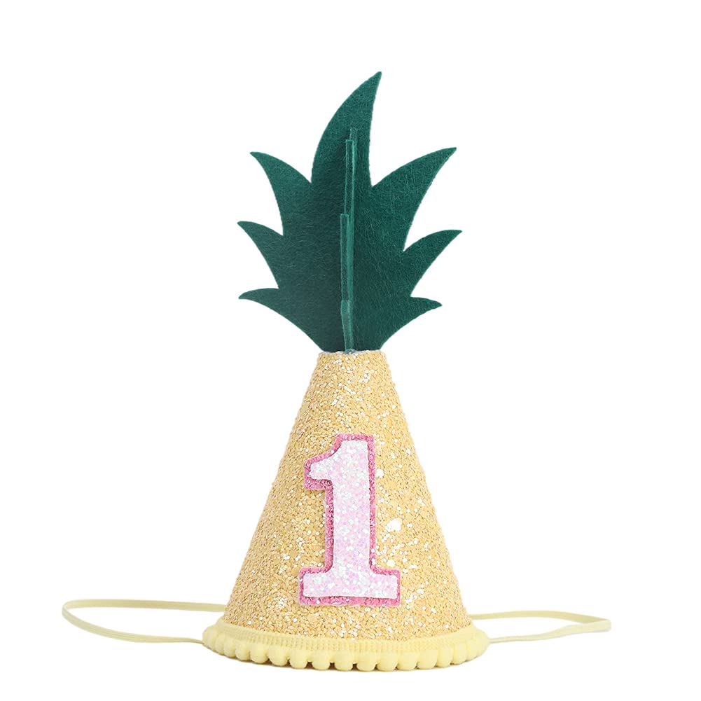 LINLULU Pineapple 1st Birthday Hat - Tropical Birthday Decorations, Pineapple Birthday Decorations, Fruit Birthday Hat For Baby Girls, Cake Smash