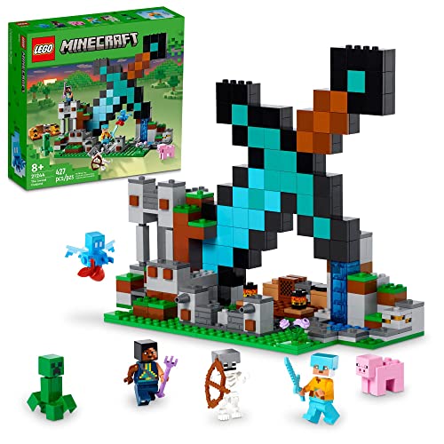 LEGO Minecraft The Sword Outpost 21244 Building Toys - Featuring Creeper, Warrior, Pig, and Skeleton Figures, Game Inspired Toy for Fun Adventures