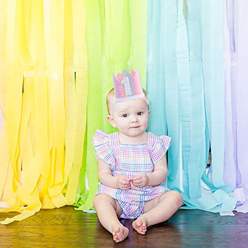 1st Birthday Rainbow Crown - Photo Props for Baby's First Birthday, Mini Pastel Rainbow Party Decorations