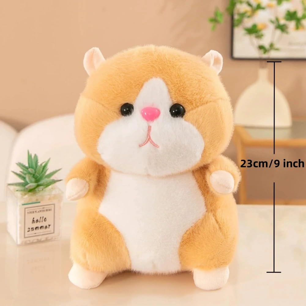 Xshelley 9 Inch Cuddly Hamster Plushie Toy, Stuffed Animal Plush Birthday Xmas Gift for Kids (Light Brown)
