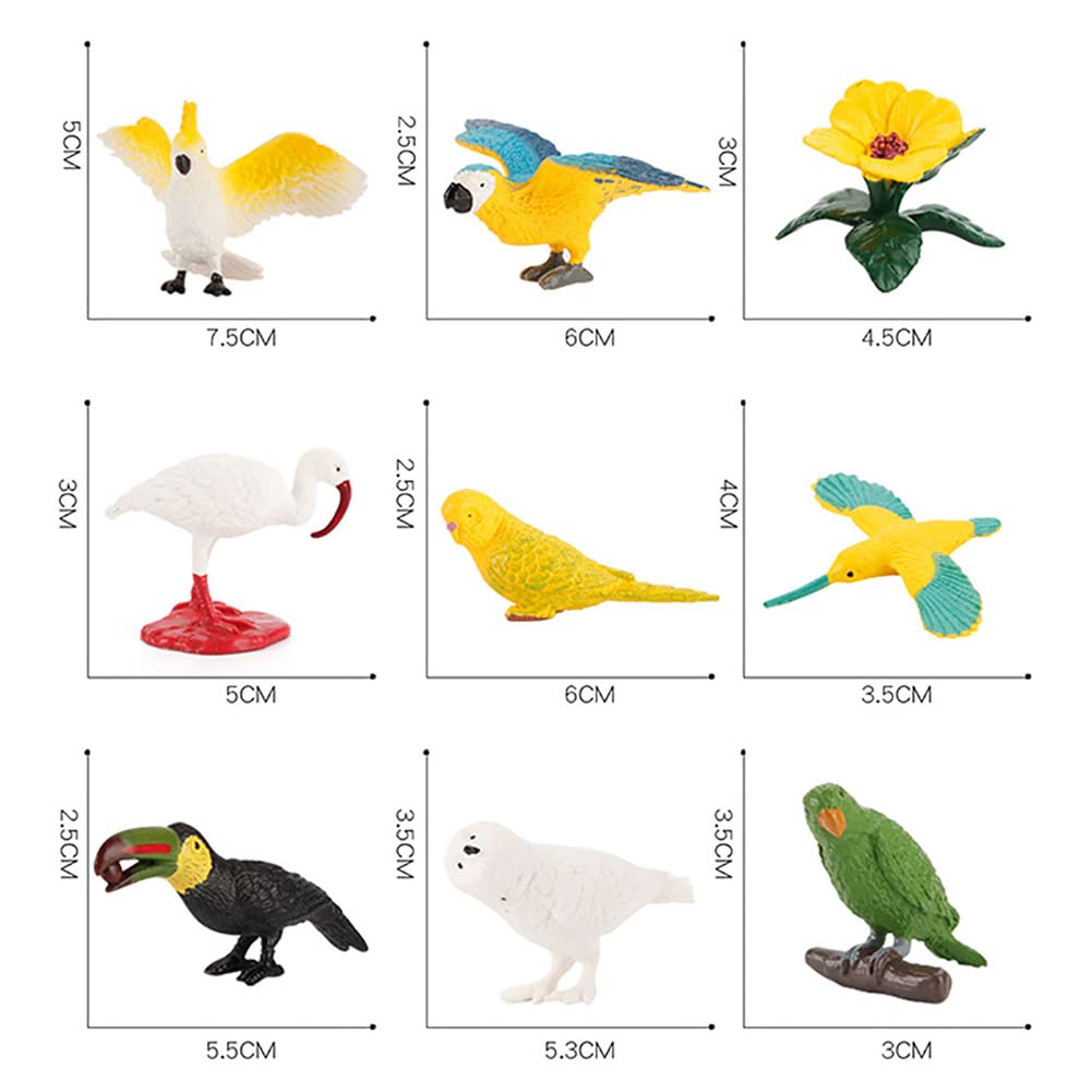 DOYIFUN 10 Pcs Simulated Bird Animals Parrot Model Figure Toys, Realistic Flamingo Birds Figurine Collection Playset Cake Toppers Gift for Kids