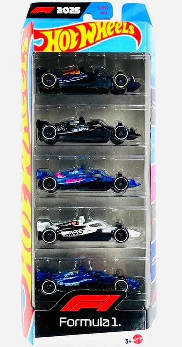 Hot Wheels Formula One F1 2025-5 Pack [Oracle RB Racing, Petronas, Alpine, M. Gram, Williams] 1:64 Scale Diecast Toy Vehicles