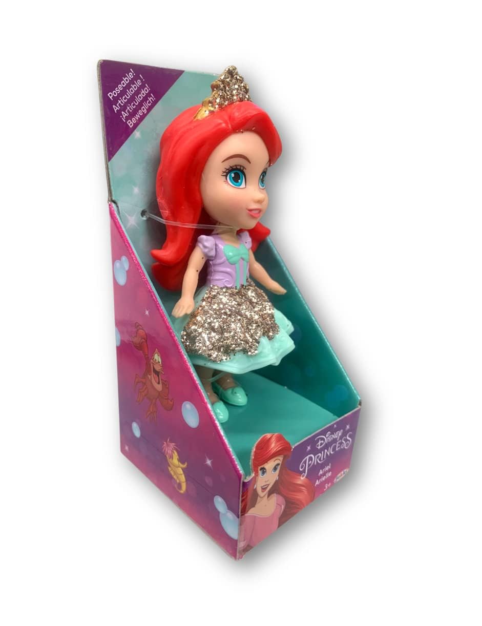 Amarina Packed in Clear Box for Gift Disney Princess Mini Poseable 3.5'' Doll Choose from All 11 Style Princess Characters (Ariel with Legs)
