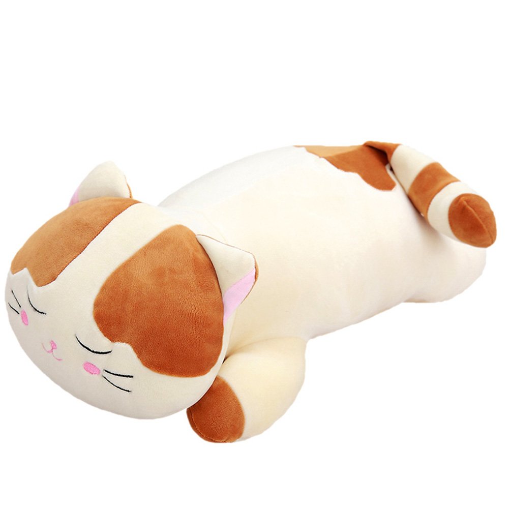 Cute Cat Plush Doll Pillow Big Face Cat Toy (M, Gray)