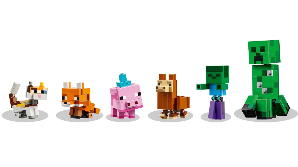 LEGO Minecraft 21281 Baby Pig’s Birthday Celebration - 351-Piece Build & Play Set with Creeper, Baby Pig, Fox, Llama, Cat, Zombie Mobs + Buildable