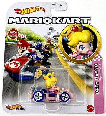 Hot Wheels Mario Kart Vehículo de Juguete Baby Peach Pipe Frame