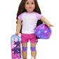 Sophia's Palm Tree Skateboard, Helmet and Knee Pads Set 18" Dolls, Multicolor