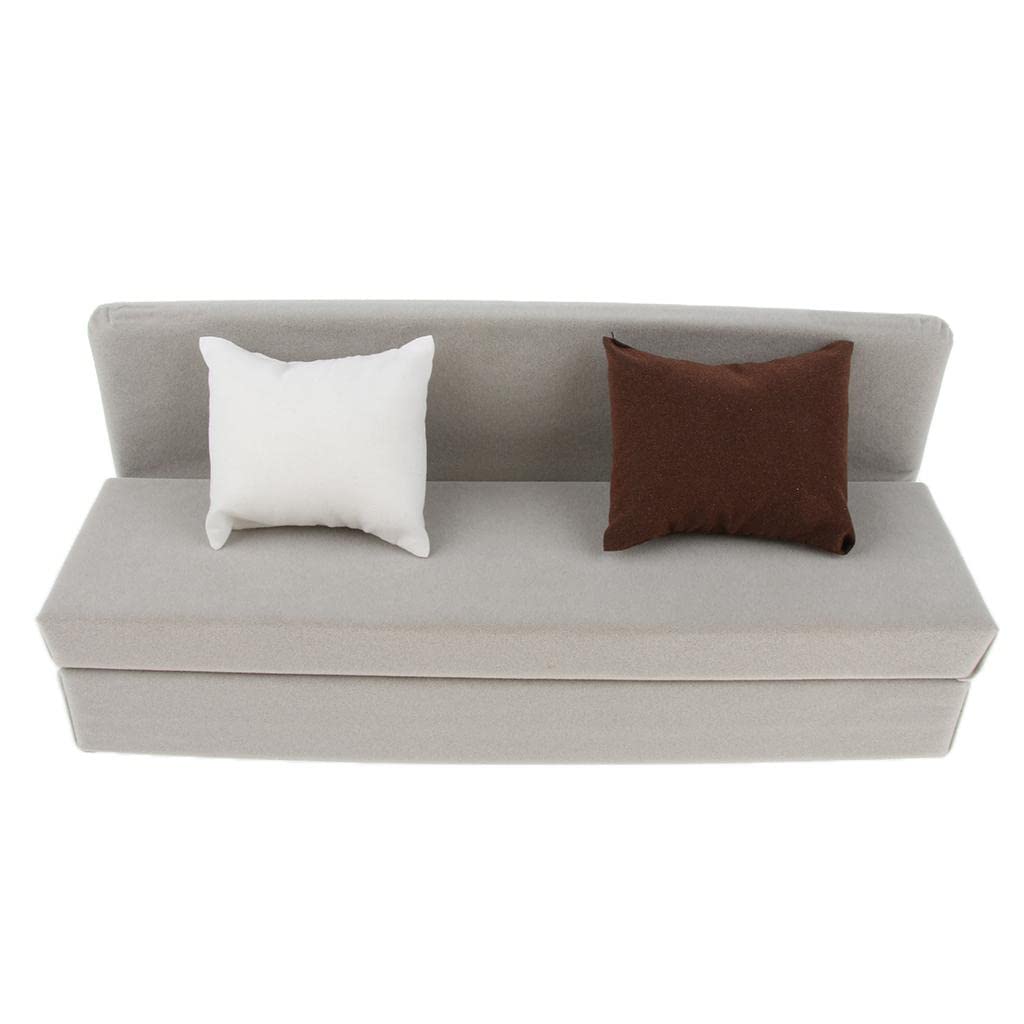 1/6 Scale Long Sofa with Cushions Furniture Set for 12'' Action Figure - Gray, as described