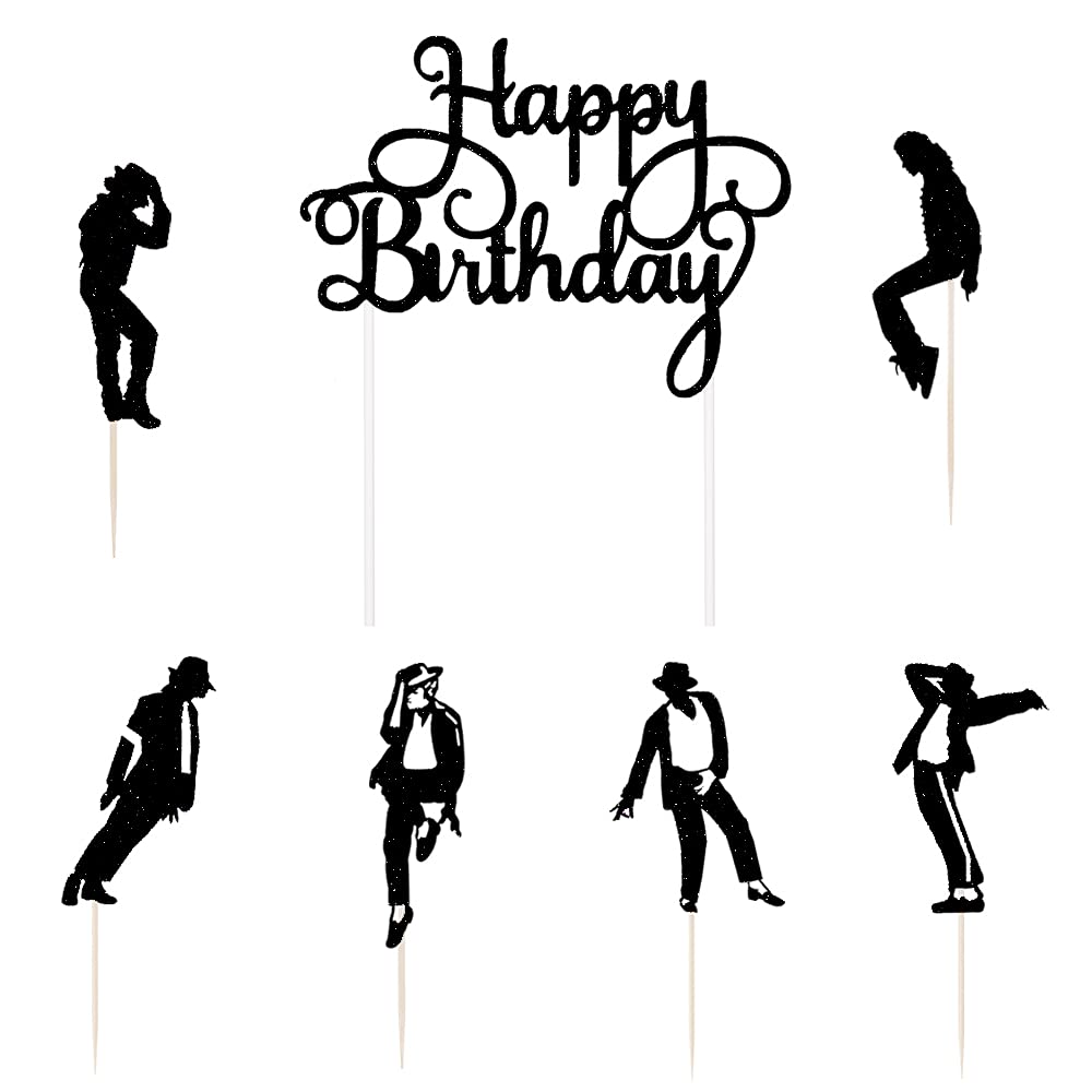 LVEUD Dance King Happy Birthday Cake Topper Forever God Art Dance Theme Birthday Cake Topper Birthday Party Cake Decorations (7pcs)